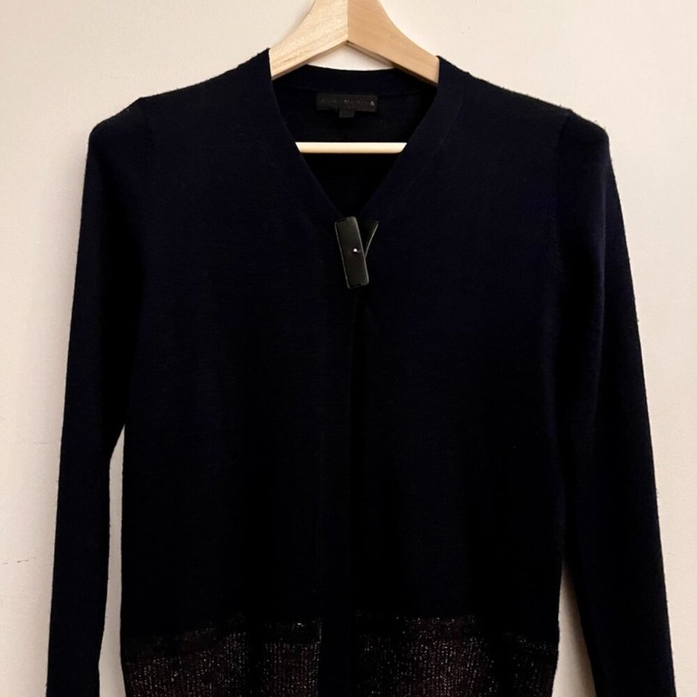Kokomarina Women's  Sweater Navy with Gold Threads on Cuff and Hem  XS